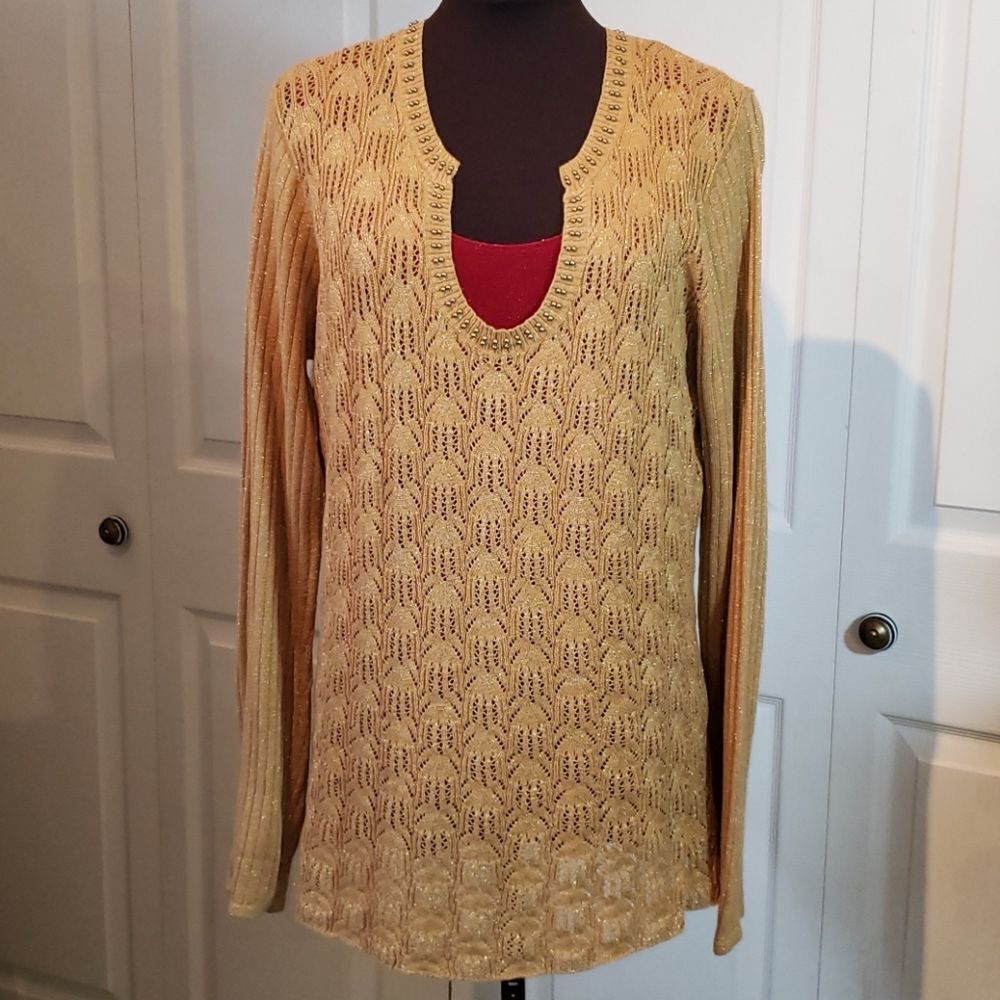 Apostrophe Glitzy Gold Knitted Sweater